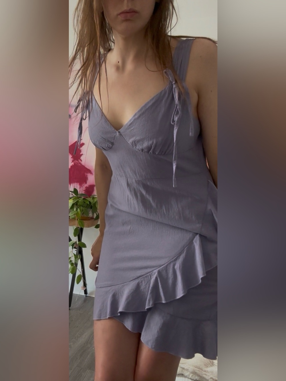 Large 100% cotton SHEIN Lilac Ruffle Mini Dress